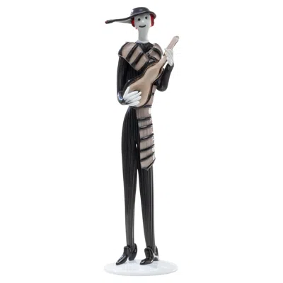 Pre-owned Fulvio Bianconi “musicanti” Murano Glass Figurine By , Venini Murano Italy In Black