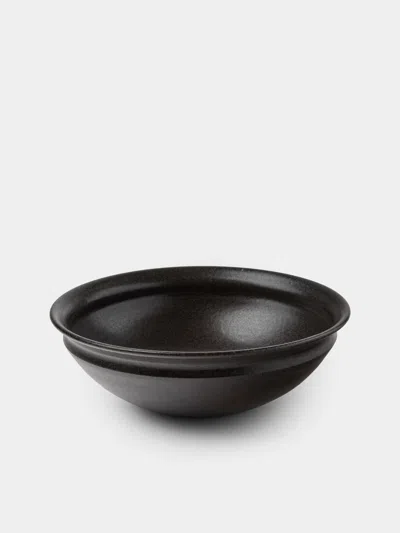 Fuminari Araga Kohiki Ceramic Shallow Bowls - 6in/15cm (set Of 4) In Black