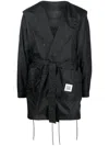 Fumito Ganryu Belted Long-sleeve Rain Gown In 黑色