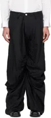 Fumito Ganryu Black Draped Linen Trousers In Black