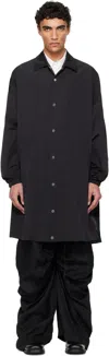 Fumito Ganryu Black Long Coach Coat In Black