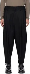 Fumito Ganryu Black Mixture Trousers In Black