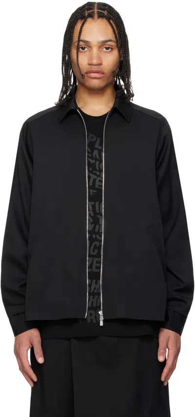Fumito Ganryu Black Ventilation Wool Jacket