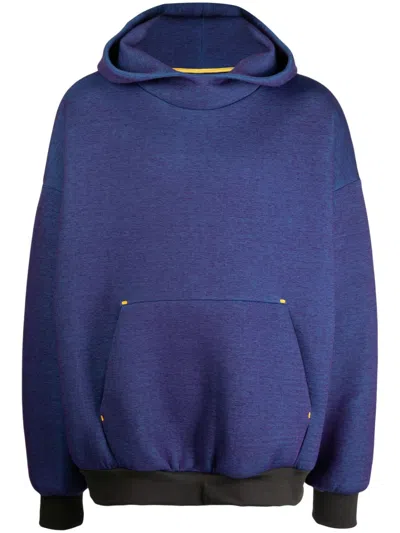 Fumito Ganryu Chambray Cotton-blend Hoodie In Violett