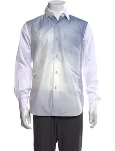 Pre-owned Fumito Ganryu Colorblock Pattern Long Sleeve Dress Shirt In White