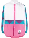 Fumito Ganryu Woven Color Blocked Button Front Shirt In White