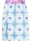 Fumito Ganryu Graphic-print Drawstring Shorts In Blau