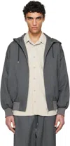 Fumito Ganryu Gray 2way Wool Hoodie In Dark Grey