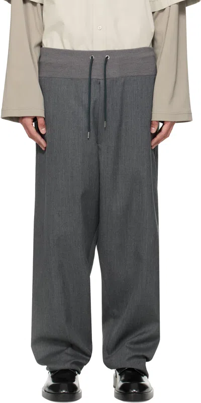 Fumito Ganryu Gray Relaxed Trousers In Dark Grey