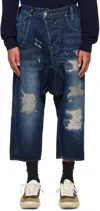 Fumito Ganryu Indigo Graffiti 5p Sarouel Jeans In Indigo