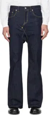 Fumito Ganryu Navy 5p Flare Sarouel Jeans In Indigo