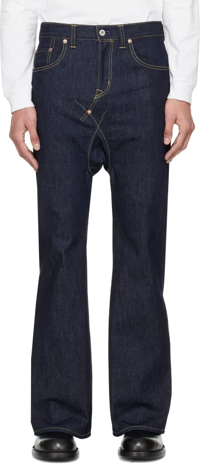 Fumito Ganryu Navy 5p Flare Sarouel Jeans In Indigo