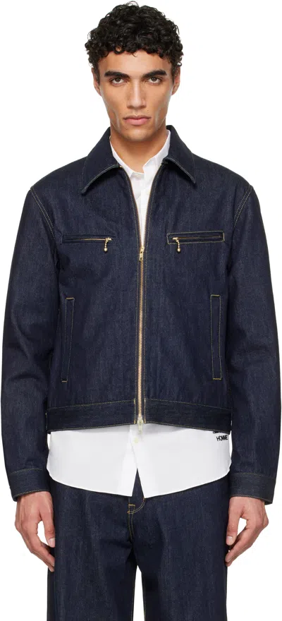 Fumito Ganryu Navy Work Riders Denim Jacket In Indigo