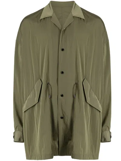 Fumito Ganryu Notched-lapels Press-stud Fastening Jacket In Green