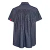 Fumito Ganryu Pattern Patchwork Chambray Shirt In Blue