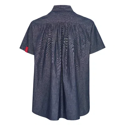 Fumito Ganryu Pattern Patchwork Chambray Shirt In Blue