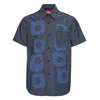 Fumito Ganryu Pattern Patchwork Chambray Shirt In Blue