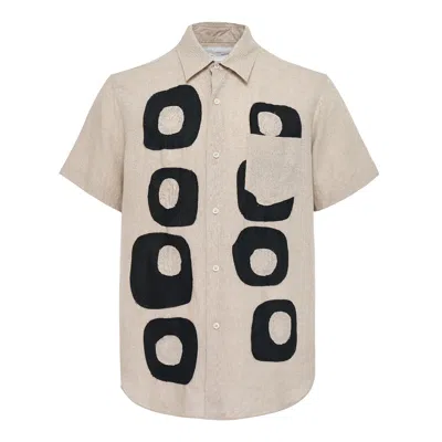 Fumito Ganryu Pattern Patchwork Linen Shirt In Neutral