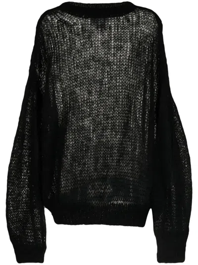Fumito Ganryu Semi-sheer Mohair-blend Jumper In Black