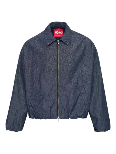 Fumito Ganryu Shambray Airy Bomber Jacket In Blue