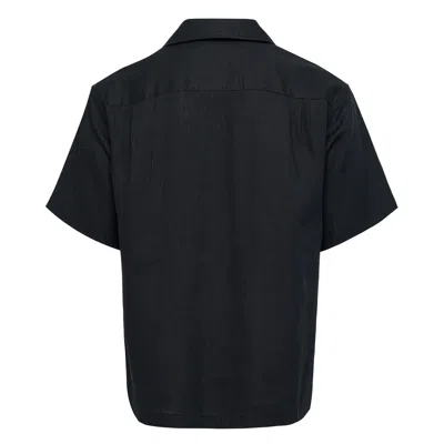 Fumito Ganryu Side Vents Collar Linen Shirt In Black