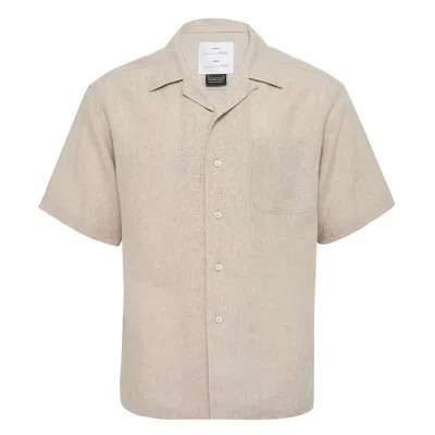 Fumito Ganryu Side Vents Collar Linen Shirt In Neutral