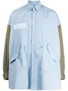 Fumito Ganryu Two-tone Drawstring-waist Shirt In Blau