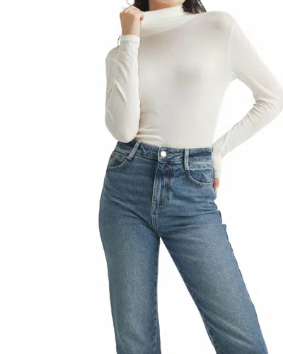 Fun 2 Fun Basic Turtleneck Knit Top In Ivory In White