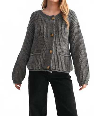 Fun 2 Fun Chunky Knit Sweater Cardigan In Heather Grey In Neutral