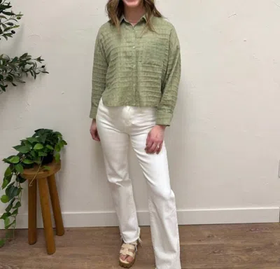 Fun 2 Fun Drop Shoulder Button Down Shirt In Sage In Green