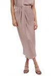 Fun 2 Fun Easy Days Satin Midi Skirt In Blush In Pink