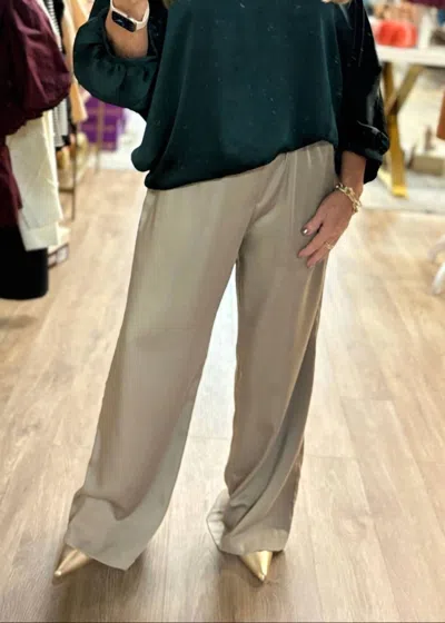 Fun 2 Fun Eloise Satin Pants In Mocha In Brown