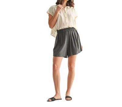 Fun 2 Fun Flowy Linen Shorts In Olive In Multi