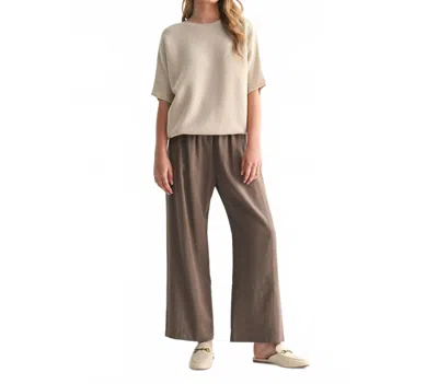 Fun 2 Fun Joanie Elastic Waist Pants In Brown