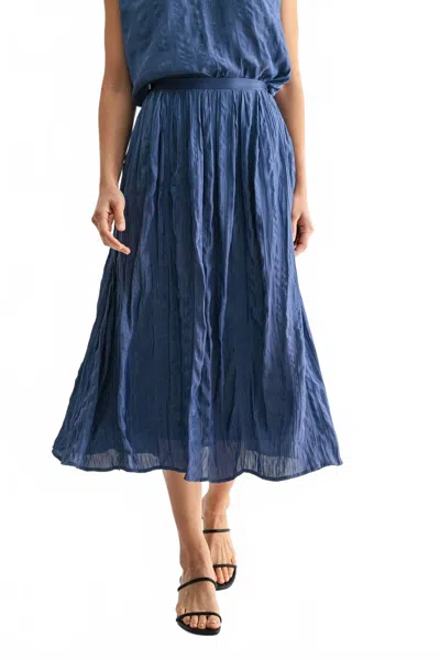Fun 2 Fun Lena Crinkle Satin Midi Skirt In Dusty Blue Flowy
