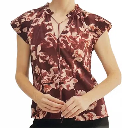 Fun 2 Fun Maroon Floral Blouse In Multi
