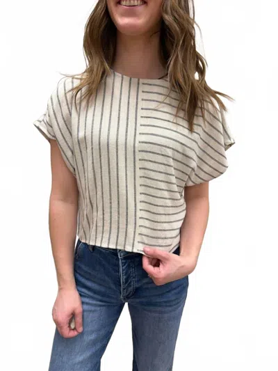 Fun 2 Fun Mixed Stripe Dolman Top In Dark Natural In Multi