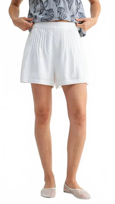 Fun 2 Fun Pintuck Pleated Shorts In Ivory In White