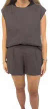 Fun 2 Fun Pleat Detail Short Set In Grey In Gray