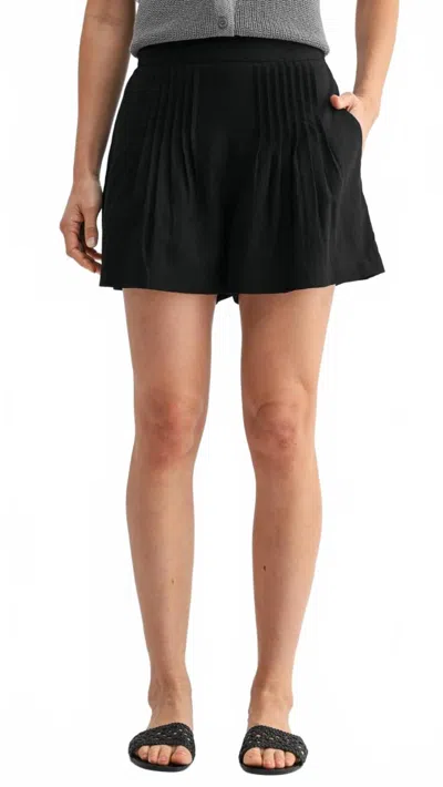 Fun 2 Fun Rayon Blend Pleated Shorts In Black