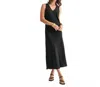 Fun 2 Fun Satin V-neck Maxi Dress In Black In Black