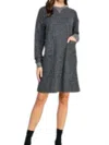 Fun 2 Fun That's It Long Sleeve Dress In Charcoal In Gray