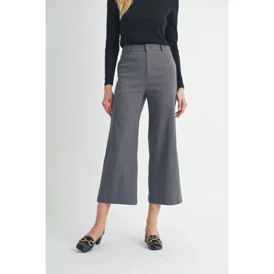 Fun 2 Fun Wide Leg Ankle Pants In Charcoal In Blue