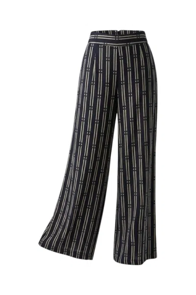 Fun 2 Fun Women's Printed Cropped Wide Leg Pant In Blue