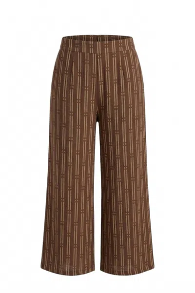 Fun 2 Fun Women's Printed Cropped Wide Leg Pants In Brown