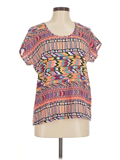 Pre-owned Fun & Flirt Short Sleeve Blouse In Orange