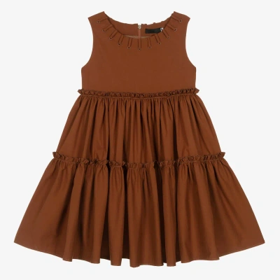 Fun & Fun Kids' Girls Brown Sleeveless Tiered Dress
