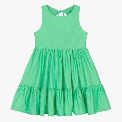 Fun & Fun Kids' Girls Green Tiered Cotton Poplin Dress