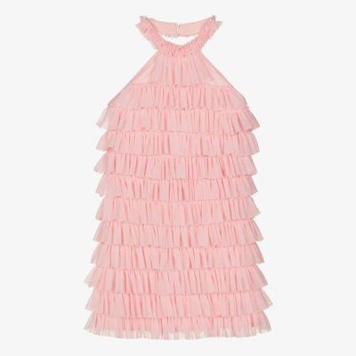 Fun & Fun Kids' Girls Pink Halterneck Ruffled Dress