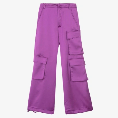 Fun & Fun Kids' Girls Purple Satin Cargo Trousers